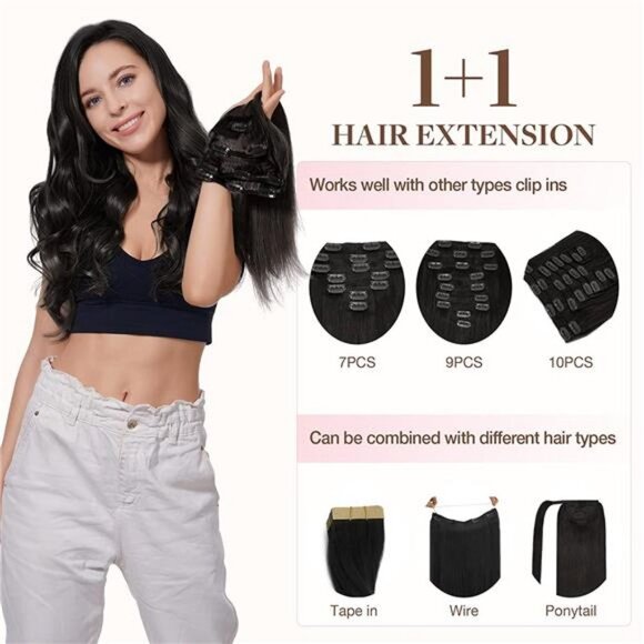 60g 4pcs Natural Silky Straight Hair Extension, Natural Black #1B 14" for Women - Picture 4 of 7